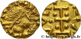 QUENTOVIC (WICVS IN PONTIO)
Type : Triens, monétaire ALDINO 
Date : c. 610-615 
Mint name / Town : Quentovic (62) 
Metal : gold 
Diameter : 11,5  mm
O...