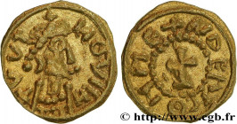 CIVITAS LEUCORUM
Type : Triens, monétaire AVDERICO 
Date : c.600-670 
Date : s.d. 
Mint name / Town : Void (55) 
Metal : gold 
Diameter : 13  mm
Orien...