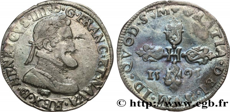 HENRY IV
Type : Demi-franc, type de Béarn 
Date : 1595 
Mint name / Town : Morlà...
