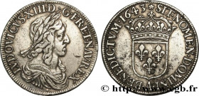 LOUIS XIII
Type : Écu d'argent, 3e type, 2e poinçon de Warin 
Date : 1643 
Mint name / Town : Paris, Monnaie de Matignon 
Metal : silver 
Millesimal f...