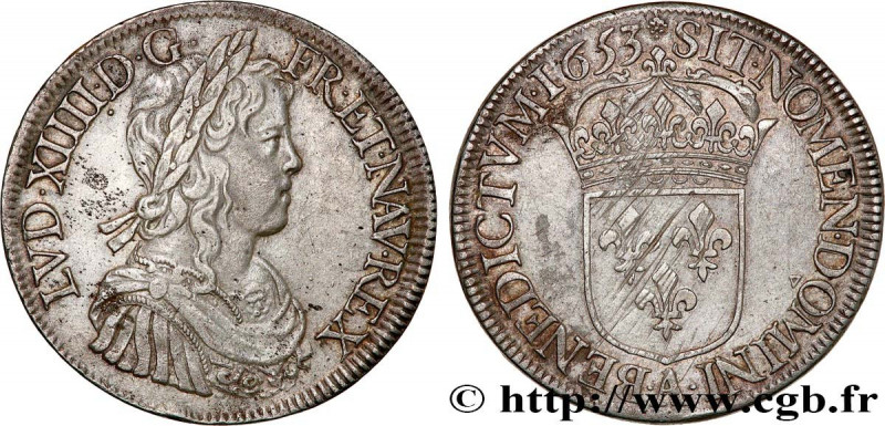 LOUIS XIV "THE SUN KING"
Type : Écu à la mèche longue 
Date : 1653 
Mint name / ...