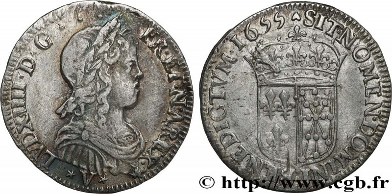 LOUIS XIV "THE SUN KING"
Type : Quart d'écu de Navarre à la mèche longue 
Date :...