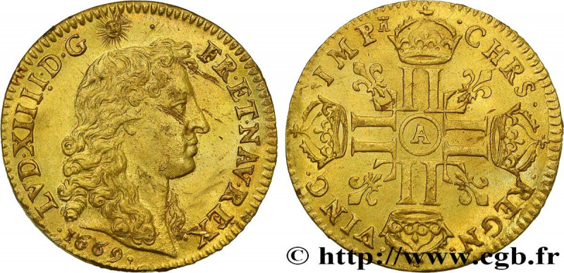 LOUIS XIV "THE SUN KING"
Type : Louis d'or juvénile tête nue 
Date : 1669 
Mint ...
