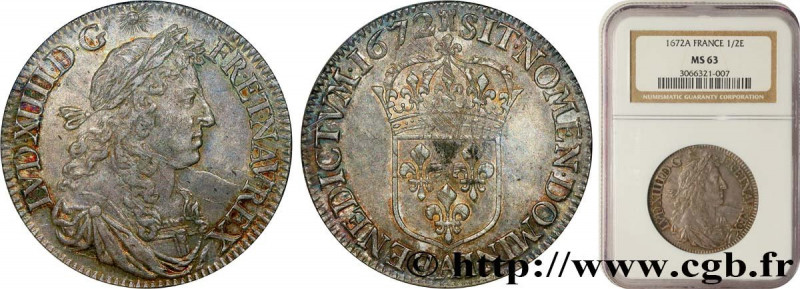 LOUIS XIV "THE SUN KING"
Type : Demi-écu au buste juvénile, 4e type 
Date : 1672...