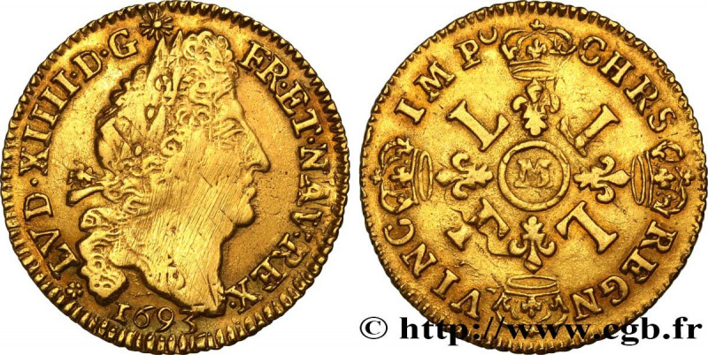LOUIS XIV "THE SUN KING"
Type : Louis d'or aux quatre L 
Date : 1693 
Mint name ...