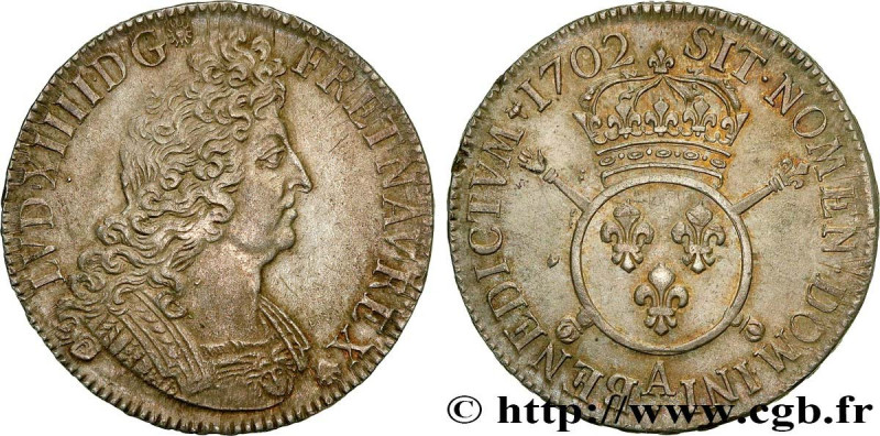 LOUIS XIV "THE SUN KING"
Type : Écu aux insignes 
Date : 1702 
Mint name / Town ...