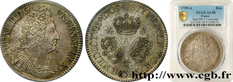 LOUIS XIV "THE SUN KING"
Type : Écu aux trois couronnes 
Date : 1709 
Mint name ...
