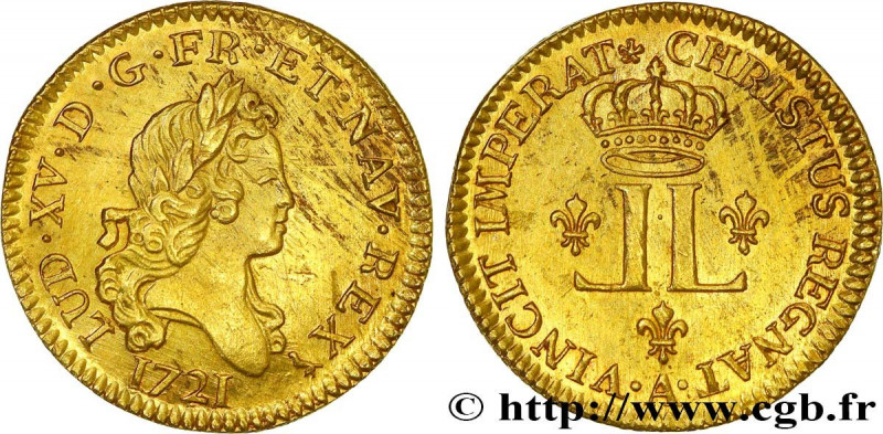 LOUIS XV THE BELOVED
Type : Louis d'or aux deux L 
Date : 1721 
Mint name / Town...