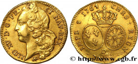 LOUIS XV THE BELOVED
Type : Double louis dit "au bandeau" 
Date : 1764 
Mint name / Town : Lyon 
Quantity minted : 850 
Metal : gold 
Millesimal finen...