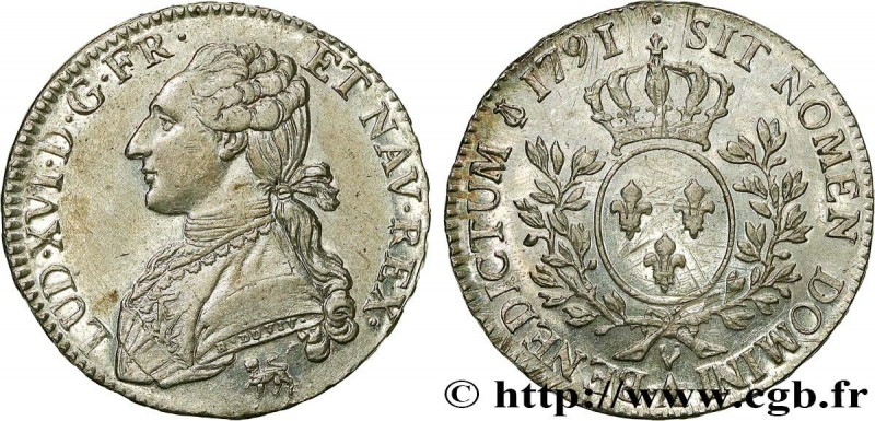 LOUIS XVI
Type : Demi-écu dit "aux branches d'olivier" 
Date : 1791 
Mint name /...