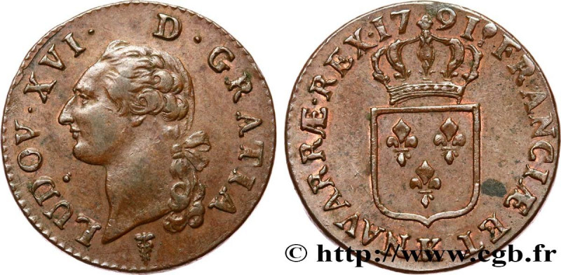 LOUIS XVI
Type : Sol dit "à l'écu" 
Date : 1791 
Mint name / Town : Bordeaux 
Qu...