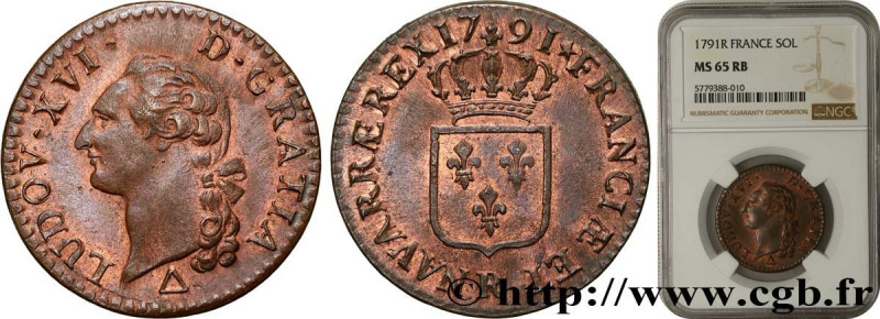 LOUIS XVI
Type : Sol dit "à l'écu" 
Date : 1791 
Mint name / Town : Orléans 
Qua...