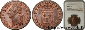 LOUIS XVI
Type : Sol dit "à l'écu" 
Date : 1791 
Mint name / Town : Orléans 
Quantity minted : 3943000 
Metal : copper 
Diameter : 29,5  mm
Orientatio...