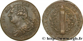 LOUIS XVI
Type : 2 sols dit "au faisceau", type FRANÇAIS 
Date : 1792 
Mint name / Town : Strasbourg 
Metal : copper 
Diameter : 34,50  mm
Orientation...
