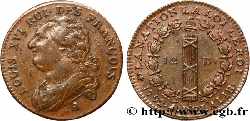 LOUIS XVI
Type : 12 deniers dit "au faisceau", type FRANÇOIS 
Date : 1792 
Mint ...