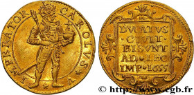 TOWN OF BESANCON - COINAGE STRUCK IN THE NAME OF CHARLES V
Type : Demi-ducat 
Date : 1655 
Mint name / Town : Besançon 
Metal : gold 
Millesimal finen...