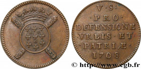 FLANDERS - SIEGE OF LILLE
Type : Cinq sols, monnaie obsidionale, refrappe 
Date : 1708 
Mint name / Town : Lille 
Metal : copper 
Diameter : 20,5  mm
...