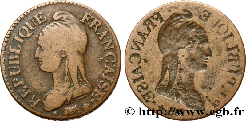 DIRECTOIRE
Type : Cinq centimes Dupré, grand module, incuse du droit 
Date : n.d...