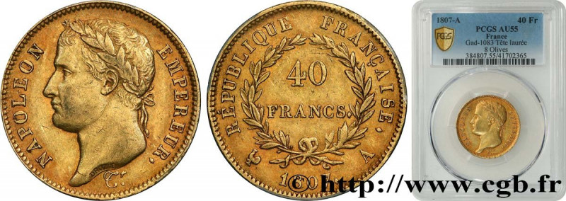 PREMIER EMPIRE / FIRST FRENCH EMPIRE
Type : 40 francs Napoléon Ier tête laurée, ...