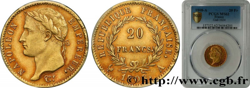 PREMIER EMPIRE / FIRST FRENCH EMPIRE
Type : 20 francs or Napoléon tête laurée, R...