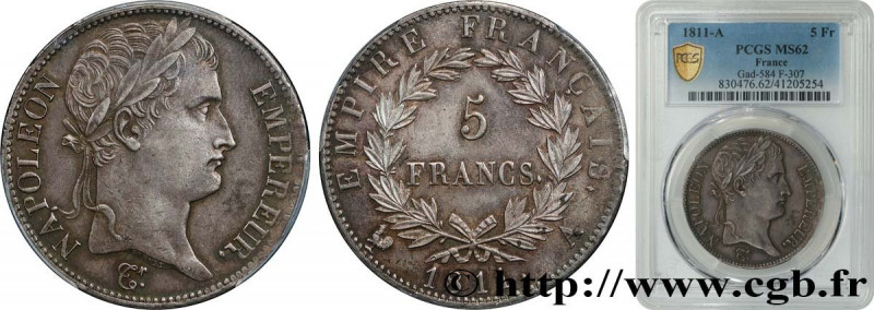 PREMIER EMPIRE / FIRST FRENCH EMPIRE
Type : 5 francs Napoléon Empereur, Empire f...