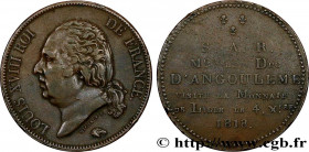 LOUIS XVIII
Type : Monnaie de visite, module de 5 francs, pour le Duc d’Angoulême à la Monnaie de Lille 
Date : 1818 
Quantity minted : --- 
Metal : b...