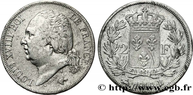 LOUIS XVIII
Type : 2 francs Louis XVIII 
Date : 1816 
Mint name / Town : Rouen 
...