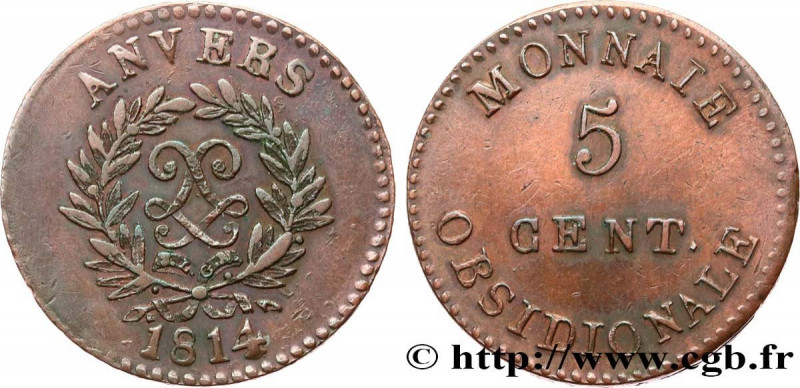 LOUIS XVIII
Type : 5 cent. Anvers au double L, frappe de l’arsenal de la marine ...