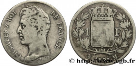 CHARLES X
Type : 1 franc Charles X, matrice du revers à cinq feuilles 
Date : 1825 
Mint name / Town : Toulouse 
Quantity minted : 6.057 
Metal : silv...