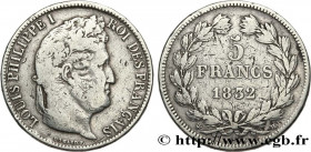 LOUIS-PHILIPPE I
Type : 5 francs, Ier type Domard, hybride 
Date : 1832 
Mint name / Town : La Rochelle 
Quantity minted : 899468 
Metal : silver 
Mil...