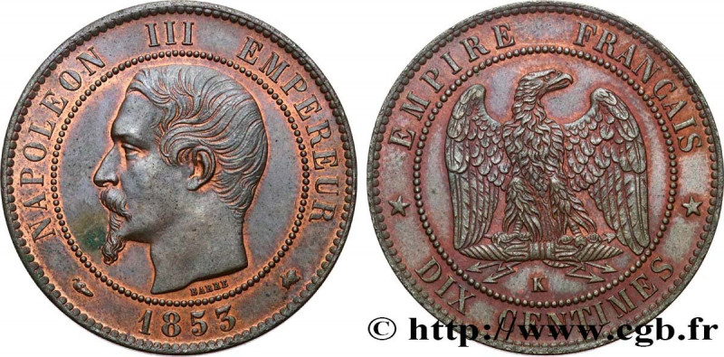 SECOND EMPIRE
Type : Dix centimes Napoléon III, tête nue 
Date : 1853 
Mint name...