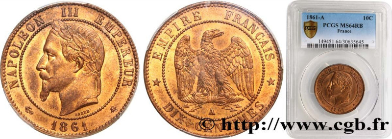 SECOND EMPIRE
Type : Dix centimes Napoléon III, tête laurée 
Date : 1861 
Mint n...