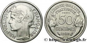 III REPUBLIC
Type : Essai de 50 centimes Morlon en nickel 
Date : 1939 
Quantity minted : --- 
Metal : nickel 
Diameter : 18,19  mm
Orientation dies :...