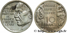 FRENCH STATE
Type : Essai de 10 francs Pétain en bronze-nickel par Galle 
Date : 1941 
Mint name / Town : Paris 
Quantity minted : --- 
Metal : bronze...