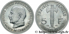 FRENCH STATE
Type : Essai de 5 francs Pétain en aluminium, 3e projet de Bazor (type adopté) 
Date : 1941 
Mint name / Town : Paris 
Metal : aluminium ...