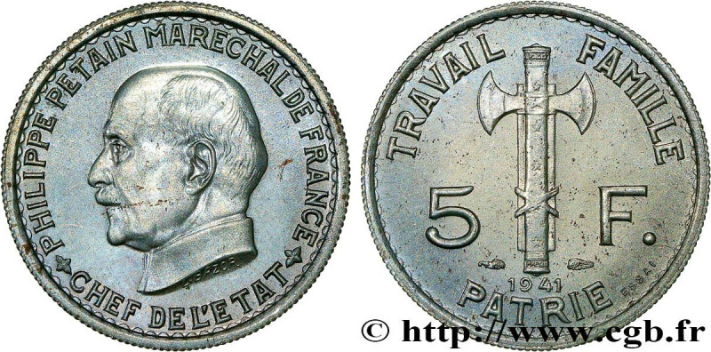 FRENCH STATE
Type : Essai de 5 francs Pétain 
Date : 1941 
Mint name / Town : Pa...