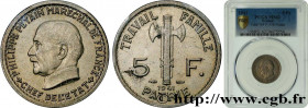 FRENCH STATE
Type : 5 francs Pétain  
Date : 1941 
Quantity minted : 13782000 
Metal : copper nickel 
Diameter : 21,95  mm
Orientation dies : 6  h.
We...