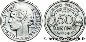 PROVISIONAL GOVERNEMENT OF THE FRENCH REPUBLIC
Type : Essai-piéfort de 50 centimes Morlon, légère 
Date : 1946 
Quantity minted : 104 
Metal : alumini...