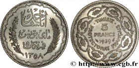 TUNISIA - FRENCH PROTECTORATE
Type : Essai 5 Francs argent au nom de Ahmed Bey AH 1358 
Date : 1939 
Mint name / Town : Paris 
Quantity minted : - 
Me...