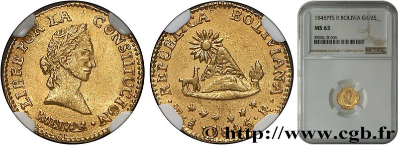 BOLIVIA - REPUBLIC
Type : 1/2 scudo 
Date : 1845 
Mint name / Town : Potosi 
Qua...