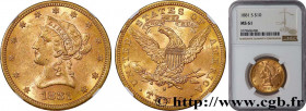 UNITED STATES OF AMERICA
Type : 10 Dollars "Liberty" 
Date : 1881 
Mint name / Town : San Francisco 
Quantity minted : 970000 
Metal : gold 
Millesima...