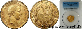 GREECE
Type : 10 Drachme Georges Ier 
Date : 1876 
Mint name / Town : Paris 
Quantity minted : 19000 
Metal : gold 
Millesimal fineness : 900  ‰
Diame...