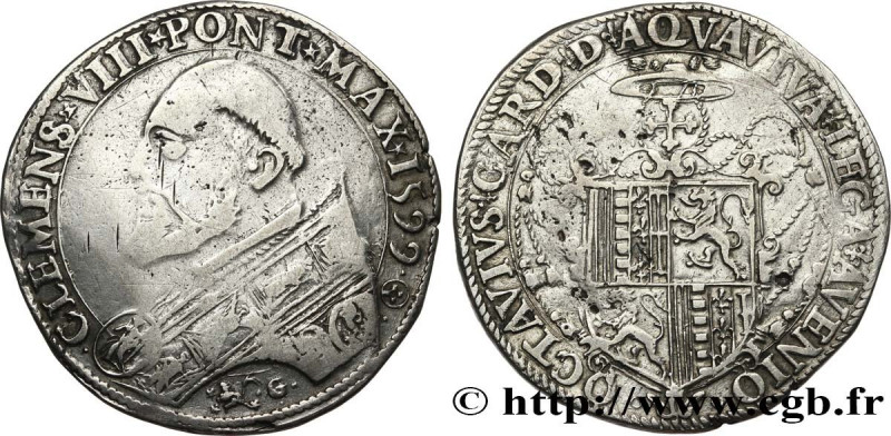ITALY - PAPAL STATES - CLEMENT VIII (Ippolito Aldobrandini)
Type : Piastre  
Dat...