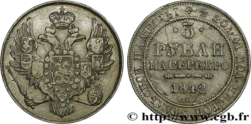 RUSSIA - NICHOLAS I
Type : 3 Roubles en platine  
Date : 1842 
Mint name / Town ...