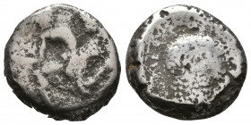CILICIA. Soloi. Stater (Circa 410-375 BC).
Obv: Amazon kneeling left, stringing bow; ivy leaves to left, helmet to right.
Rev: ΣOΛΕΩN.

Weight: 8.7 gr...