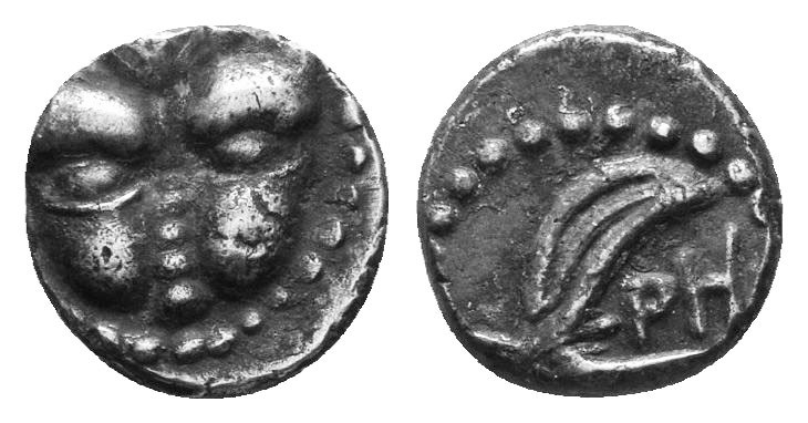 Greek AR Obol. 4-5th century BC.

Weight: 0.7 gr
Diameter: 8 mm