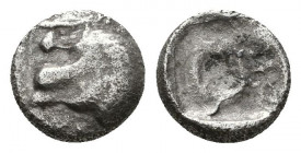 Greek AR Obol. 4-5th century BC.

Weight: 0.5 gr
Diameter: 7 mm