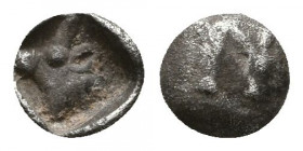 Greek AR Obol. 4-5th century BC.

Weight: 0.1 gr
Diameter: 5 mm