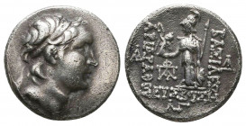Kings of Cappadocia, Ariarathes V AR Drachm. Circa 163-130 BC.

Weight: 4.1 gr
Diameter: 17 mm
