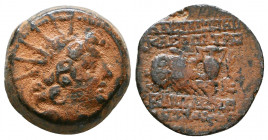 Seleukid Kingdom. Kleopatra Thea and Antiochos VIII. AE. SE 190 = 123/2 BC. Antioch on the Orontes.

Weight: 6.5 gr
Diameter: 18 mm